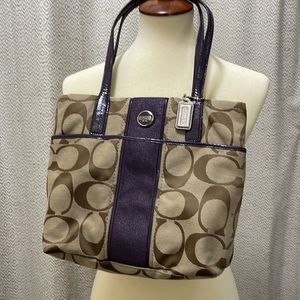 Coach Brown and Purple Signature Tote